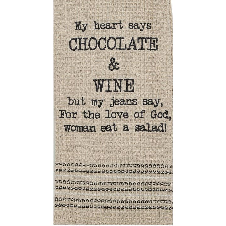 Mona B. - Wholesale Tea Towel - CHOCOLATE AND WINE WAFFLE-WEAVE DISHTOWEL (Set of 2), MH-1141