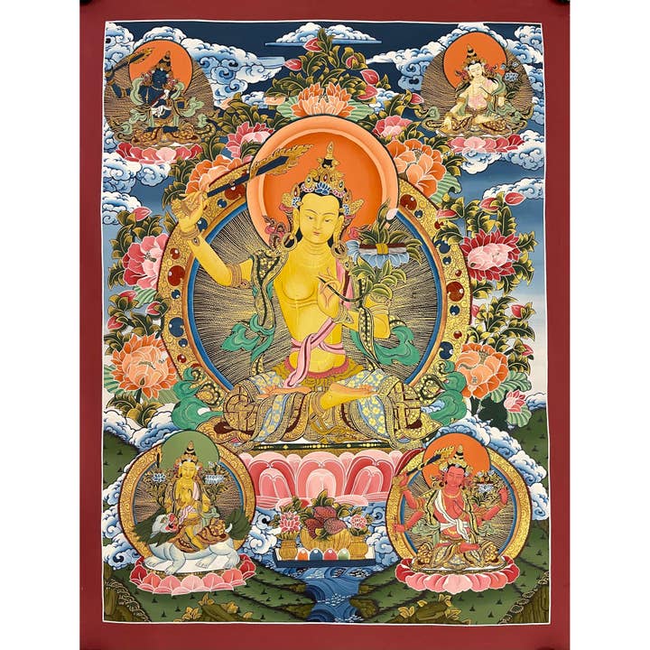 Manjushri Stor Thangka for engroshandel hos Art Of Tibet
