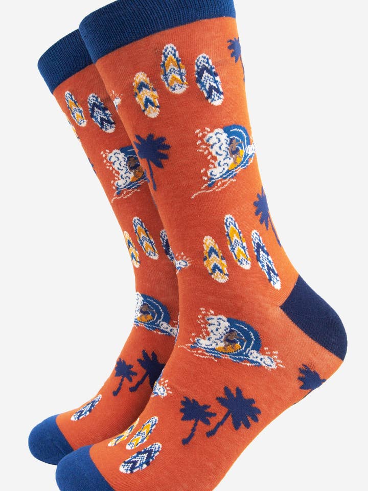 Sock Talk - Wholesale Socks - Men's - Men's Surfer Catching a Wave Bamboo Socks0