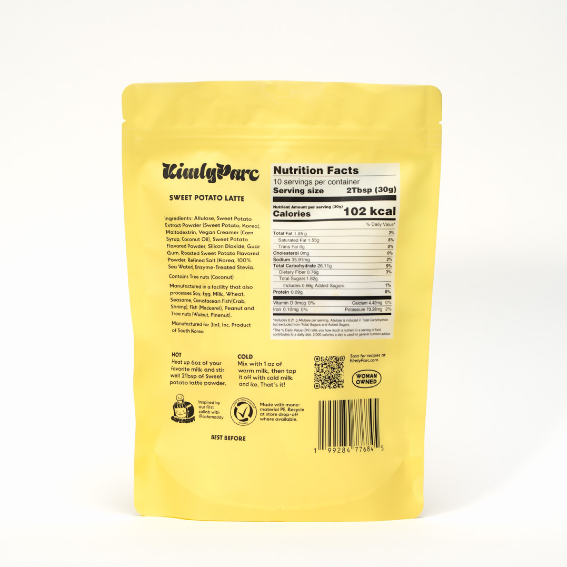 KimlyParc - Wholesale Drink Mix - Sweet Potato Latte Caffeine-free, vegan, low-sugar.6