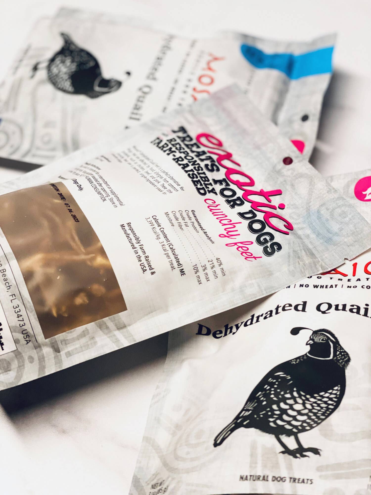 Mosaic Pet Food – snacks e guloseimas - Cão por atacado – Pés de Codorna Desidratados EUA, 3 oz - 1 Caixa2