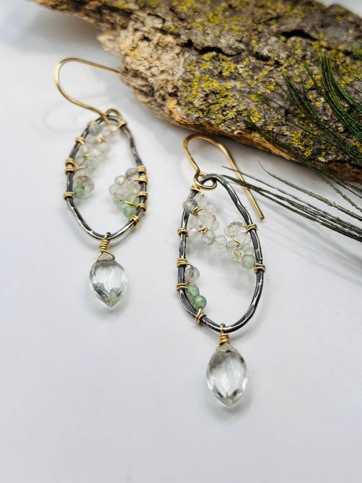 ANKICA Prasiolite Goddess Geode Earrings for wholesale by Rachel Renee Jewelry
