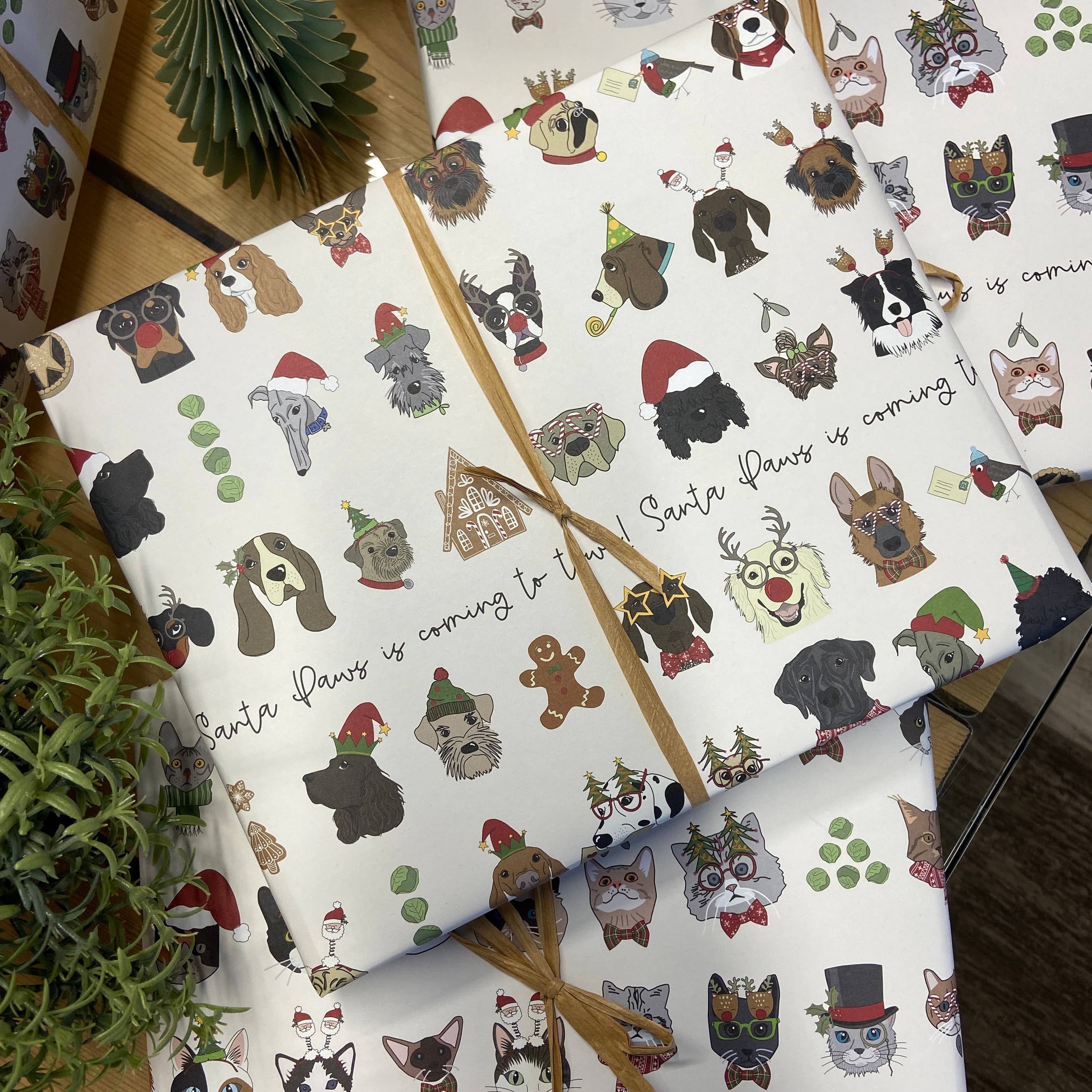Dandelion Stationery - Vendita all'ingrosso Carta da regalo in fogli - Carta regalo Santa Paws con cani2