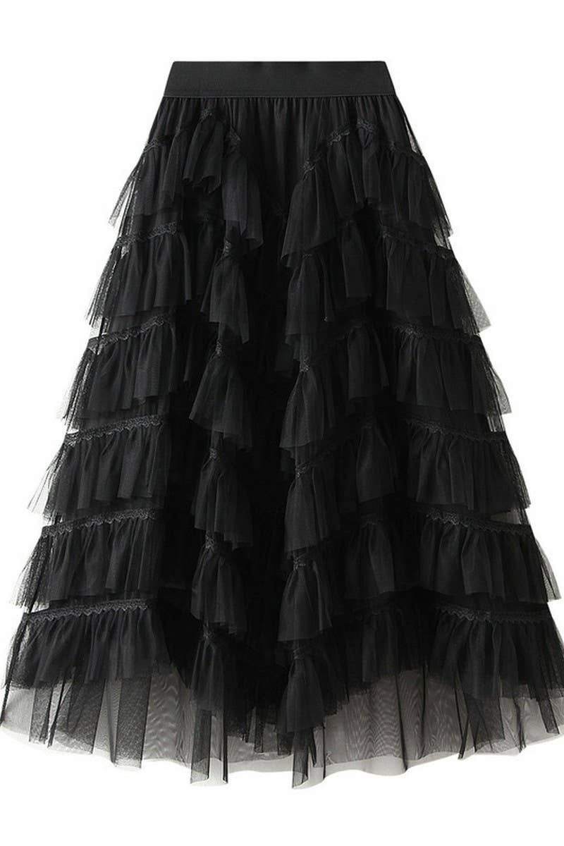 NINEXIS - Wholesale Skirt - Women's - CWBLS0523_LAYERED TULLE CAKE SKIRT WITH FLOWY A-LINE SHAPE1