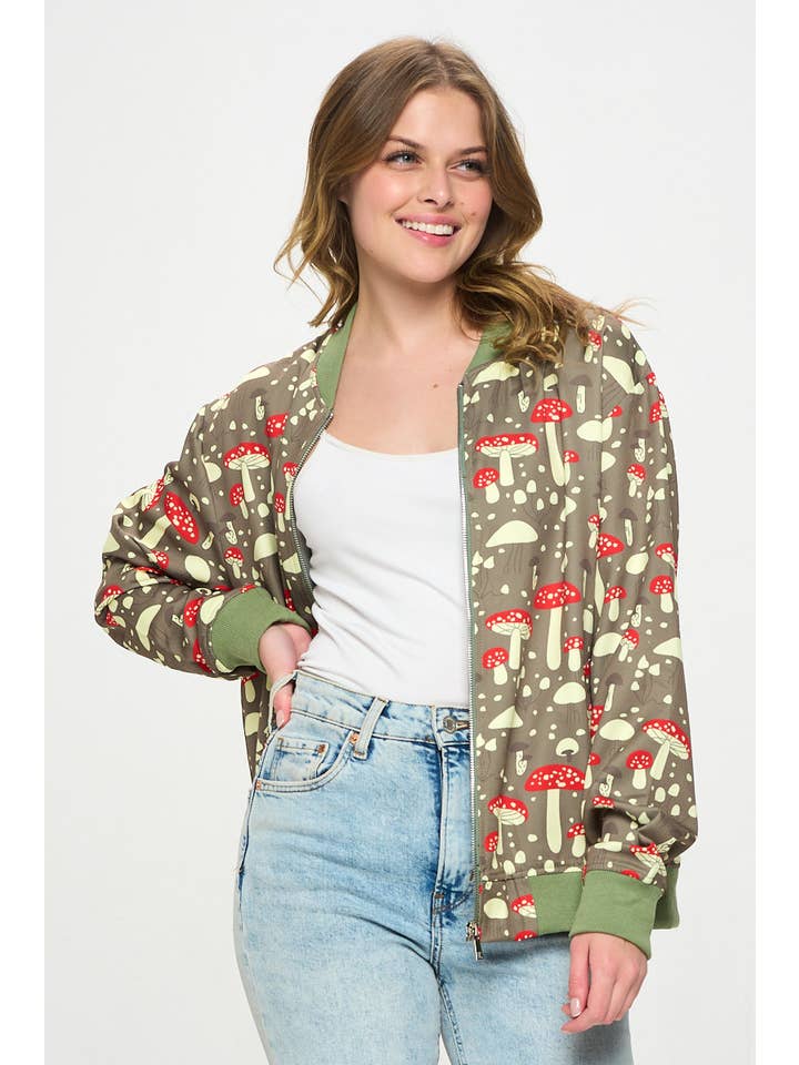 SM WARDROBE - Vendita all'ingrosso Bomber - Donna - GIACCA BOMBERT CON MOTIVO A FORMA DI FUNGO3