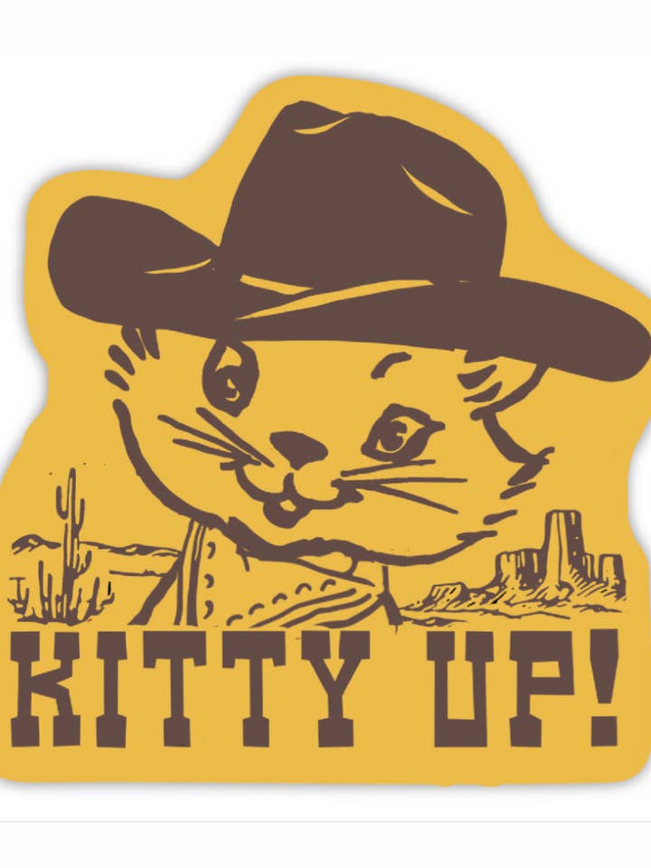 Kitty Up Sticker - Cute Cowgirl Cat Sticker for wholesale by The Coin Laundry