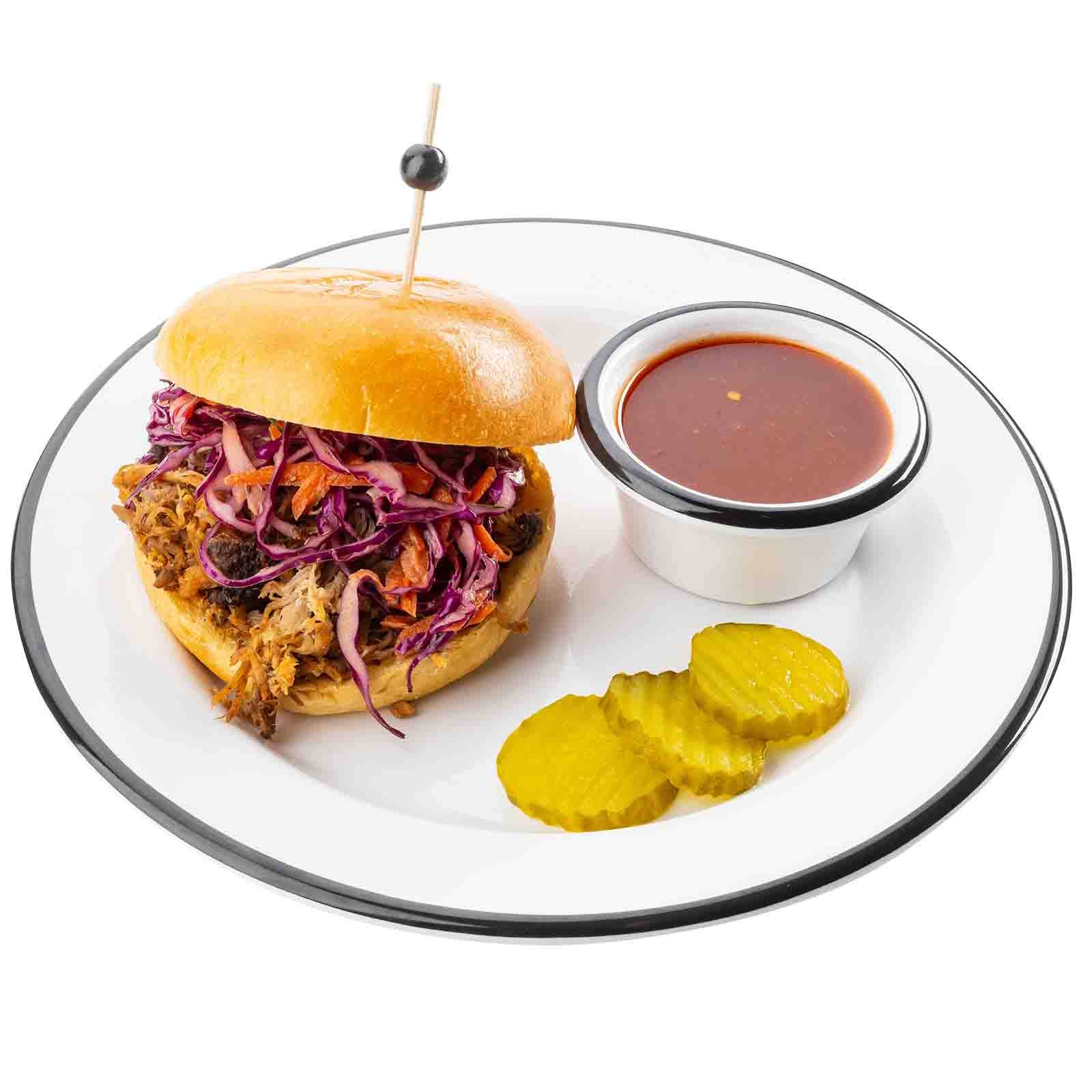 TableCraft Products Company - Wholesale Dinner Plate - Canteen Collection 10.25" dia Melamine Plate, White/Black6