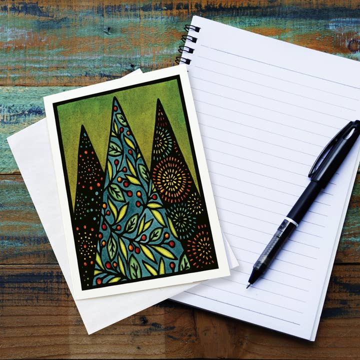 Sarah Angst Art - Wholesale Season's Greetings Card - Greeting Card Holiday Christmas Trees