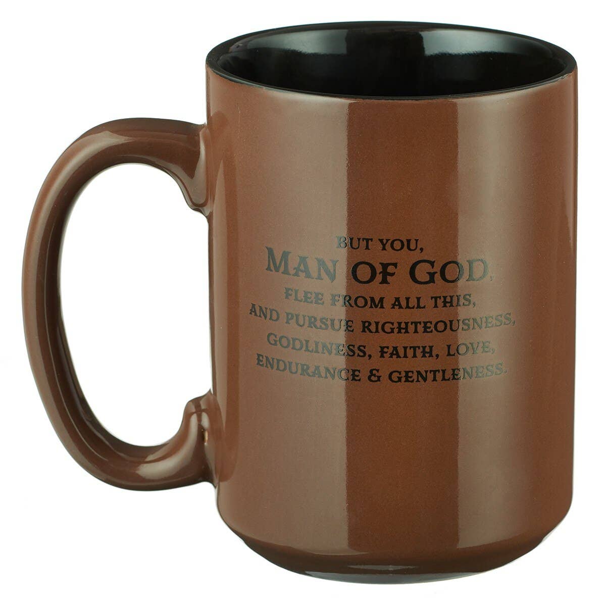 Christian Art Gifts - Wholesale Coffee Mug - Mug Brown/Black Man of God 1 Tim. 6:111