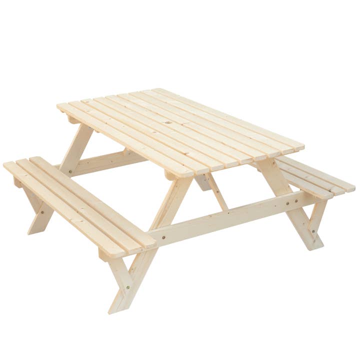 Quickway Imports - Wholesale Patio Table - Outdoor Wooden Patio Deck Garden 6-Person Picnic Table, for1