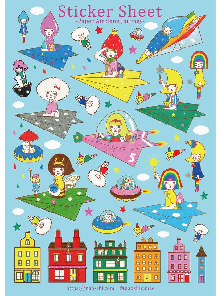 【Feuille d'autocollants】Voyage en avion en papier pour la vente par Naoshi