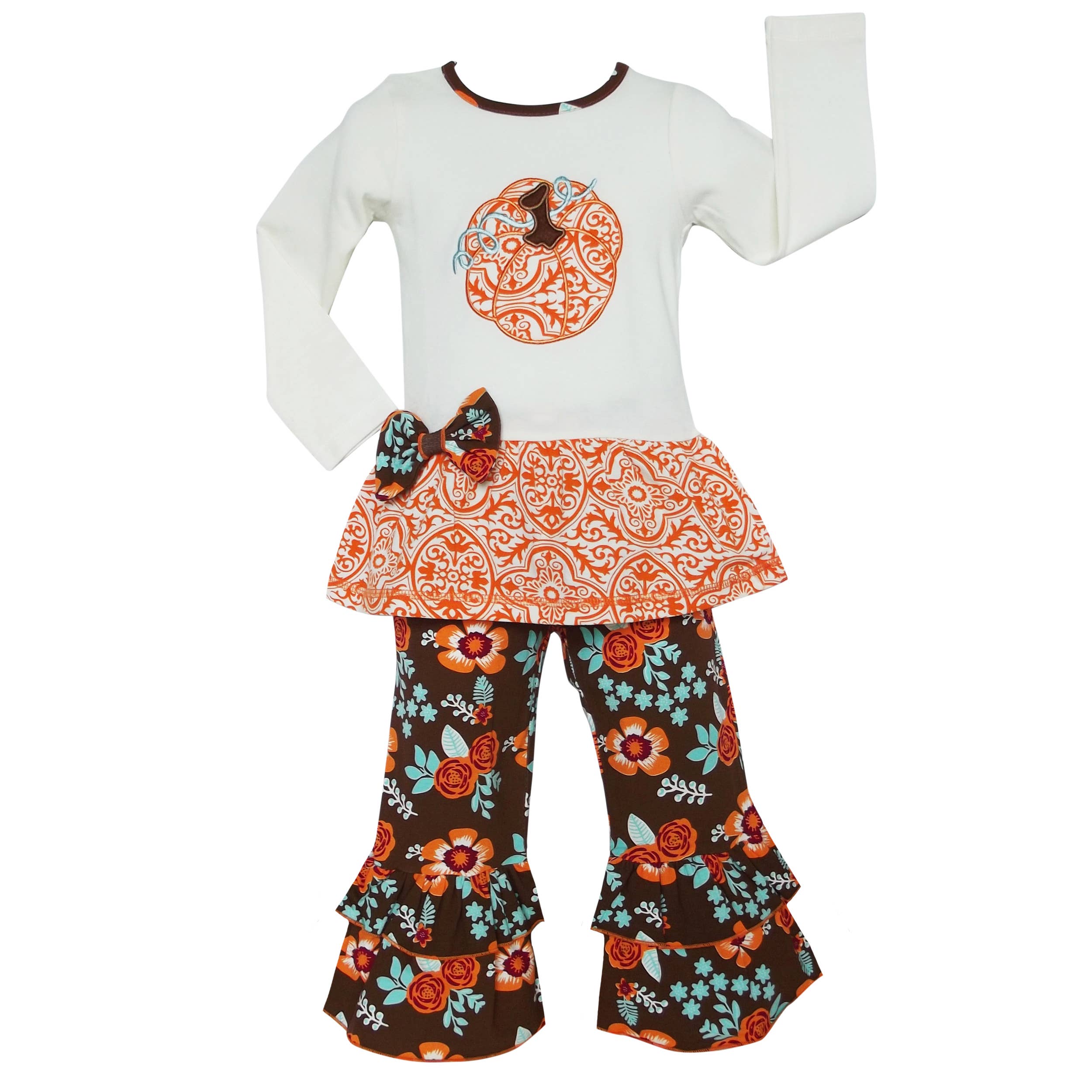 AnnLoren – wholesale Top & trouser set – Kids –  AnnLoren Girls Thanksgiving Clothing sz 9/10 Pumpkin Floral1