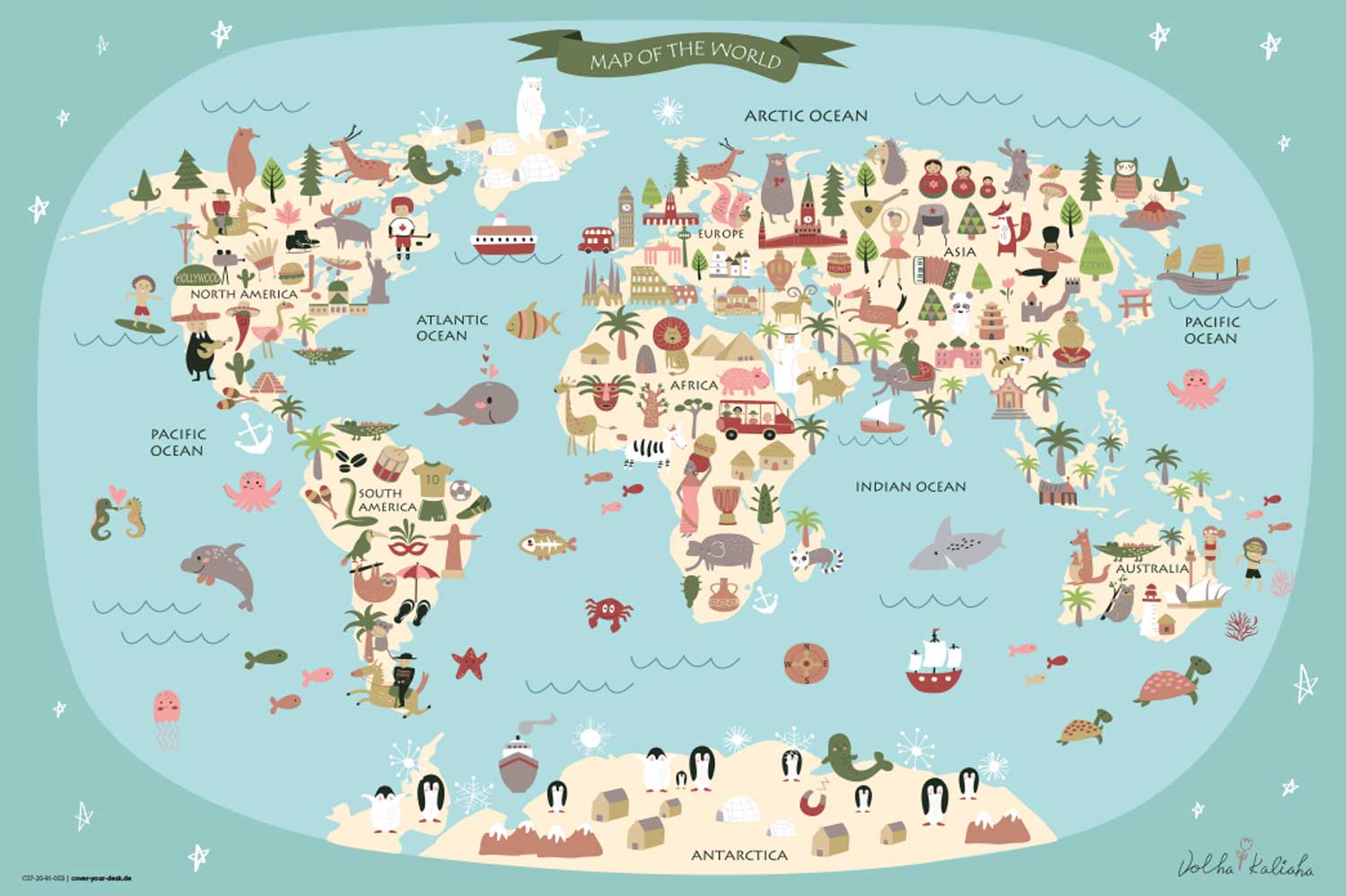 cover-your-desk - Wholesale Mousepad/Trackpad - Premium Vinyl Desk Pad for Kids - World Map1