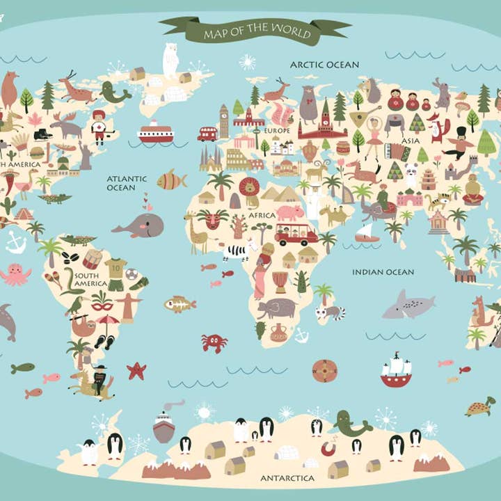 cover-your-desk - Wholesale Mousepad/Trackpad - Premium Vinyl Desk Pad for Kids - World Map1