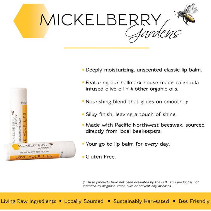 Mickelberry Gardens - Wholesale Lip Balm - Love Your Lips Balm (Regular or Tinted) — raw, clean beauty2