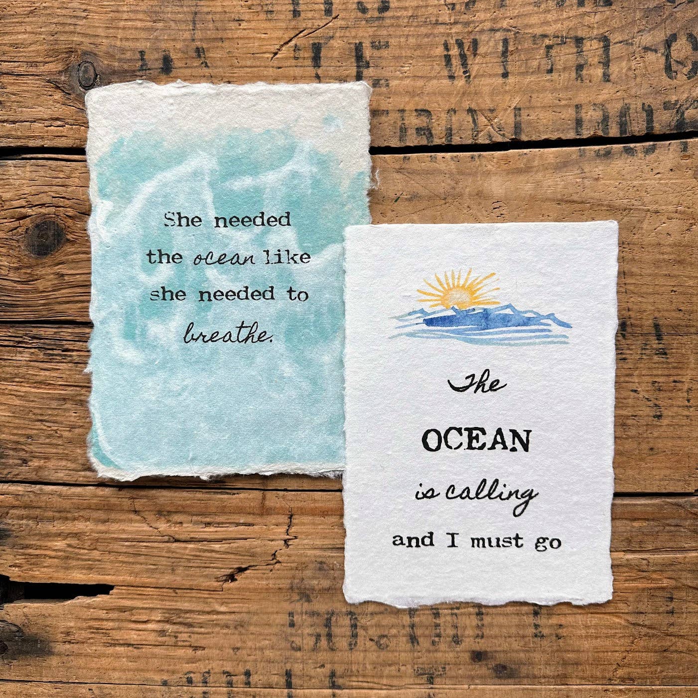 Alison Rose Vintage - Wholesale Art Print - She needed the ocean like she needed to breathe quote print2