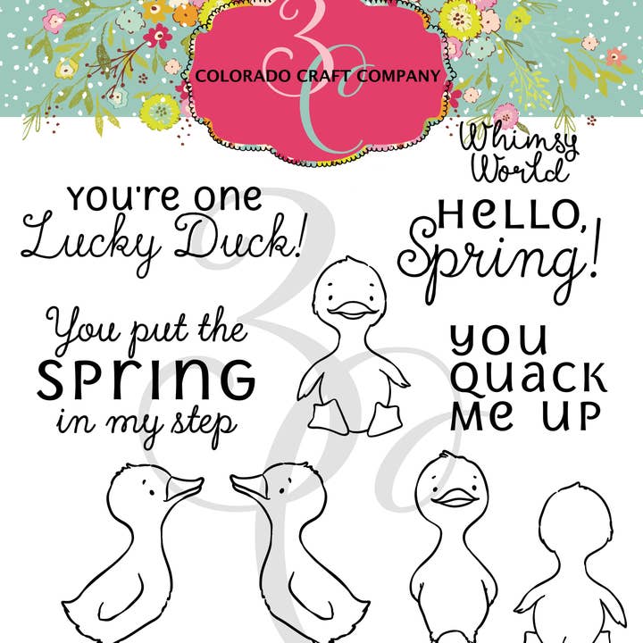 Colorado Craft Company - Wholesale Decoratieve stempel - WW982 Whimsy World ~ Lucky Duck 4 x 4 doorzichtige stempels