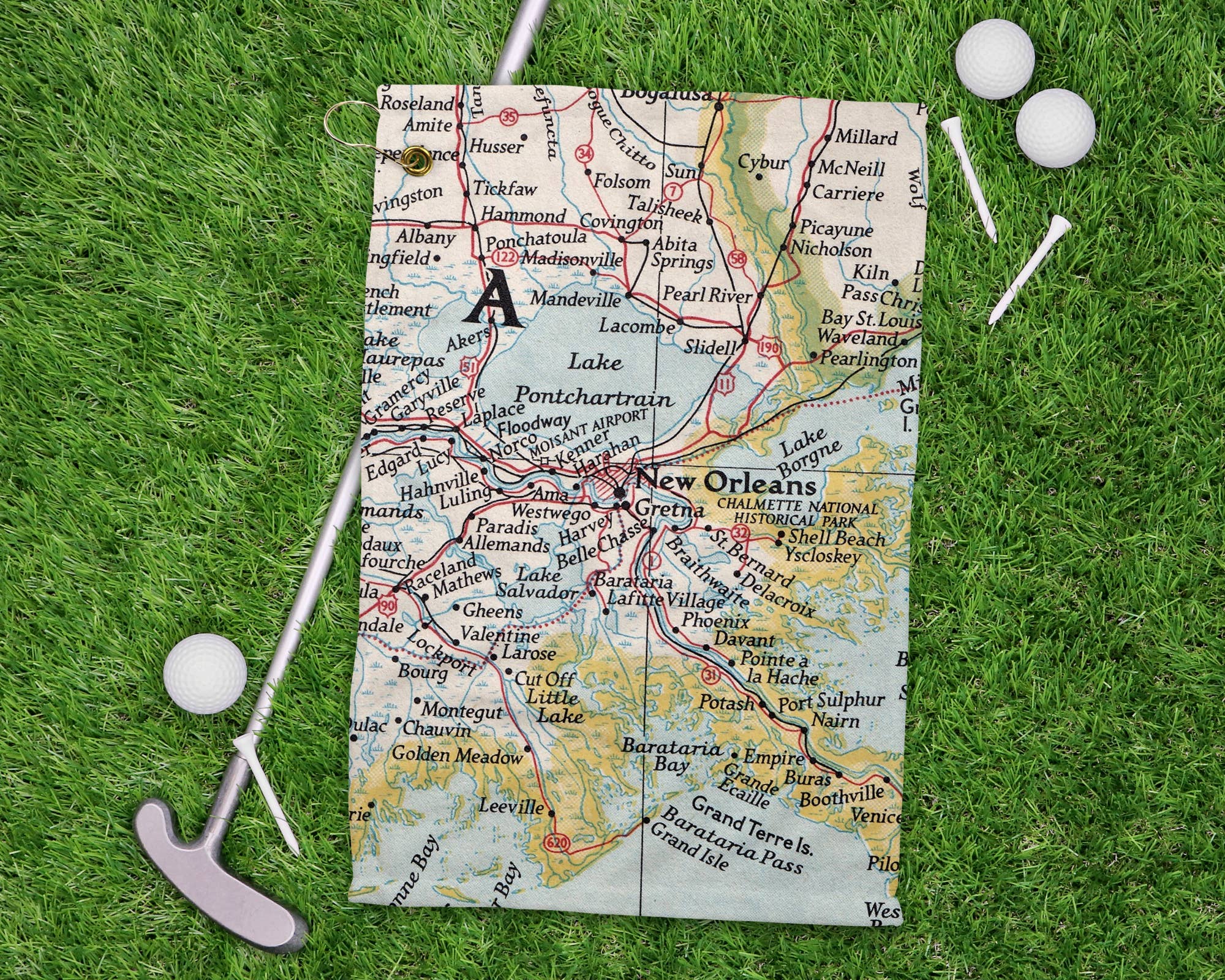 Daisy Mae Designs - Wholesale Sports Towel - New Orleans Louisiana Map Golf Towel Athletic Tennis Towel0