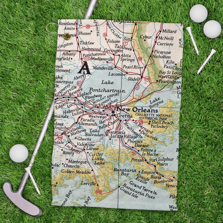 Daisy Mae Designs - Wholesale Sports Towel - New Orleans Louisiana Map Golf Towel Athletic Tennis Towel