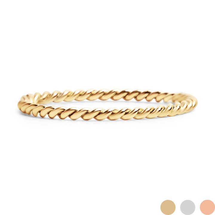 WJW - Wholesale Band/Stacked Ring - Stainless Steel Braided Stacking Ring - Hypoallergenic