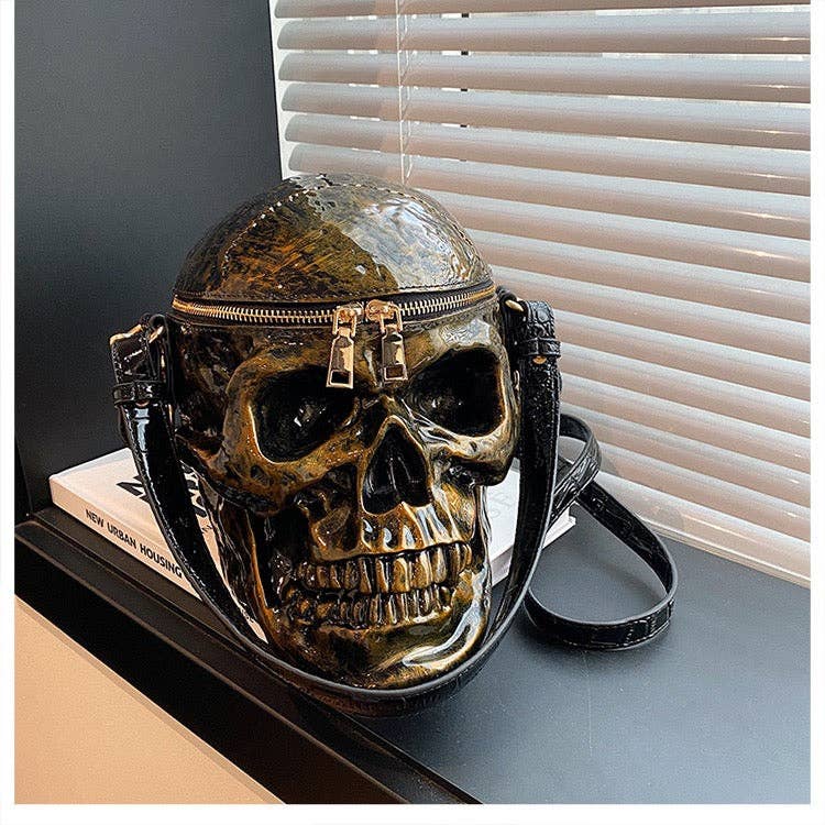 MB Fashion Wholesale - Wholesale Crossbody Bag - Women's - EVERY FASHION 3D Skull Crossbody Bag with Glossy Finish and Dual Zipper Closure16