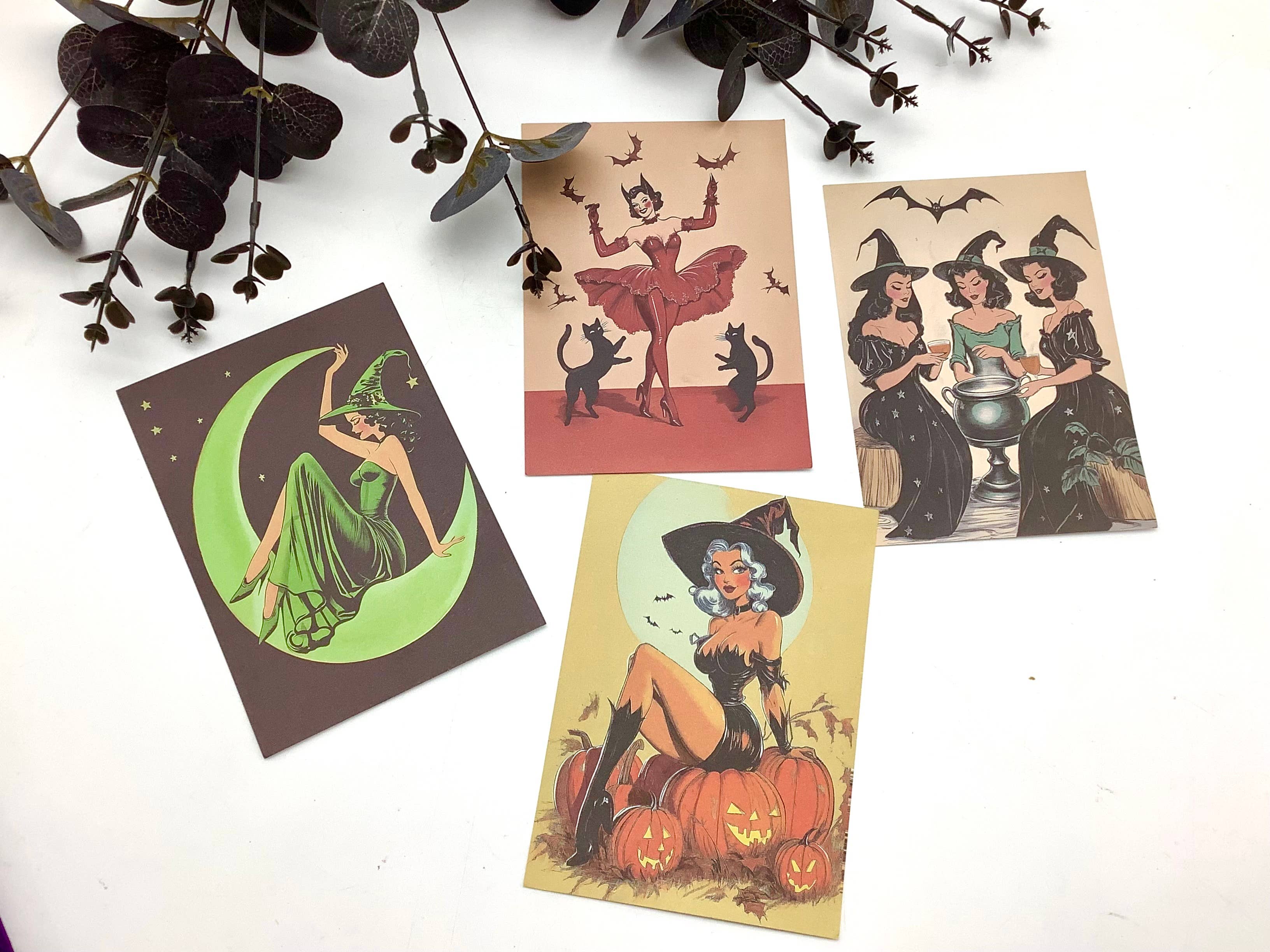 All Little Cute Things - Wholesale Ansichtkaart - Vintage Halloween-ansichtkaart met geïmporteerd pompoenthee-pakket0