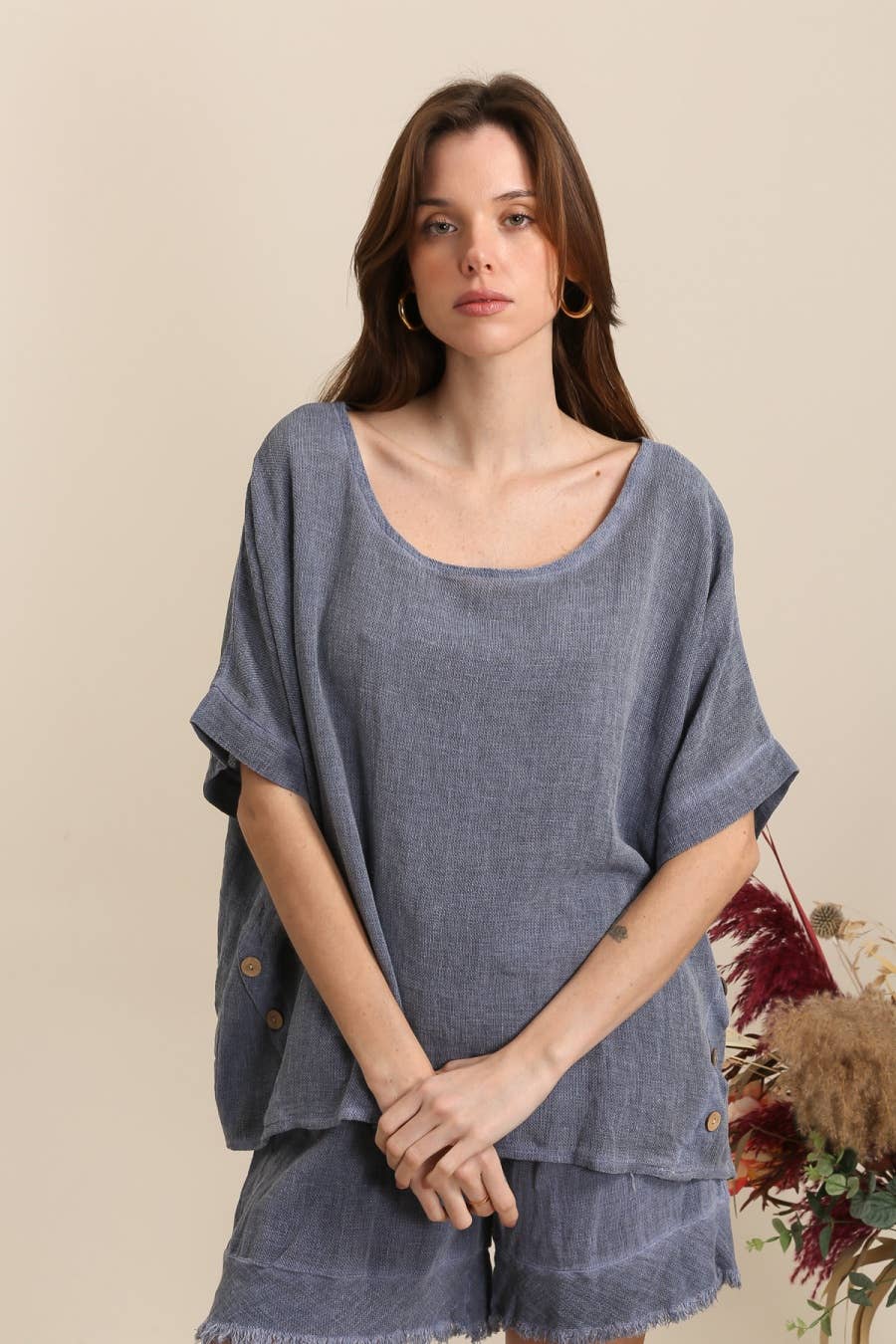 LÉA & LUC - Wholesale Tunic - Women's - Blouse in 50% linen and 50% cotton REF. 46497