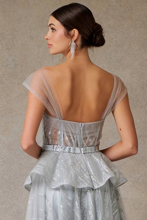 Argent Robe Maman à Encolure Cœur Épaules Dénudées en vente sur Faire6