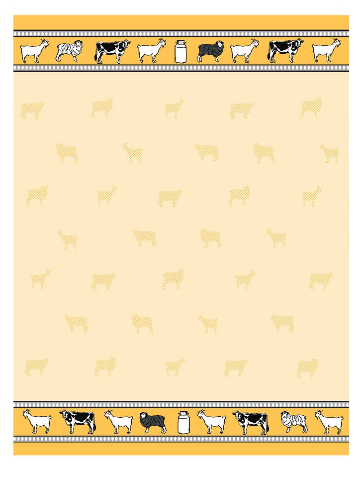 Torchon en jacquard jaune Cheese Animals pour la vente par Mierco European Linens