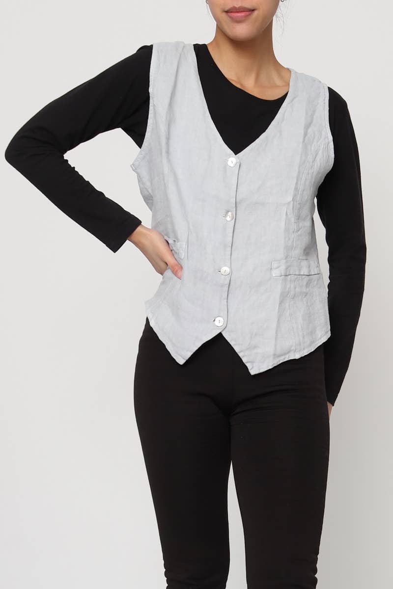 LÉA & LUC - Wholesale Button Down Shirt - Women's - Sleeveless shirt in 100% Linen REF. 51460