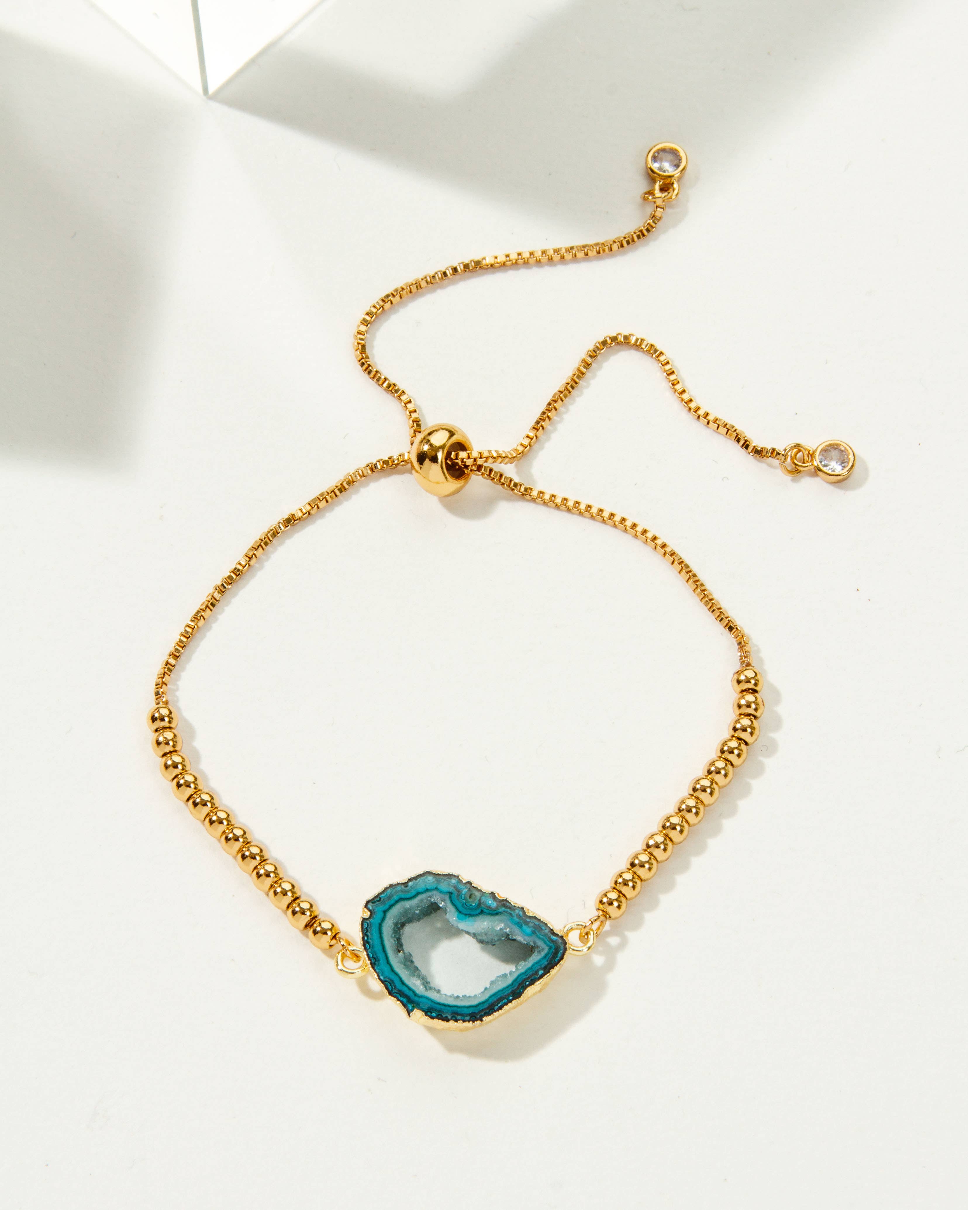 Luna Norte - Wholesale Charm/Dangle Bracelet - Golden Elements Adjustable Bracelet- Teal Geode1