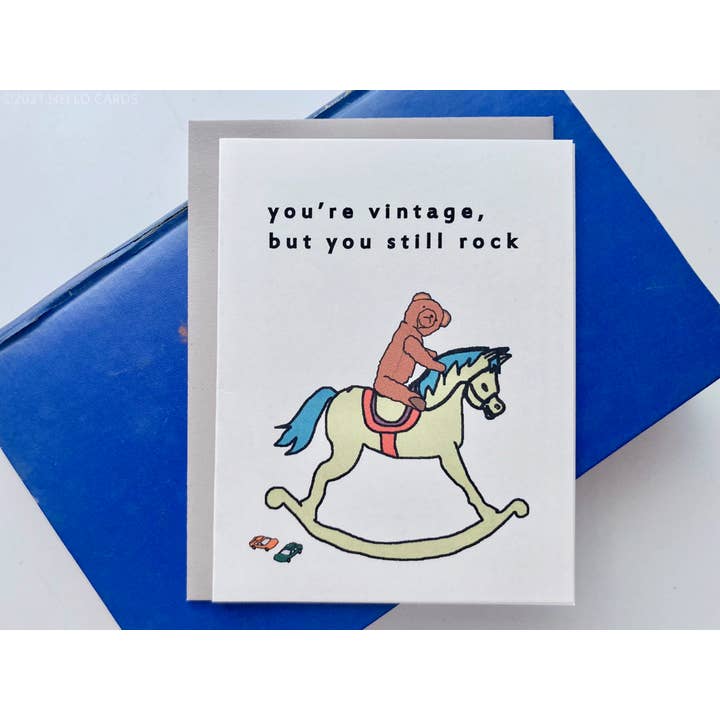 HEI LO CARDS – wholesale Birthday card – "Vintage Rocker" Old Toys Birthday Card1