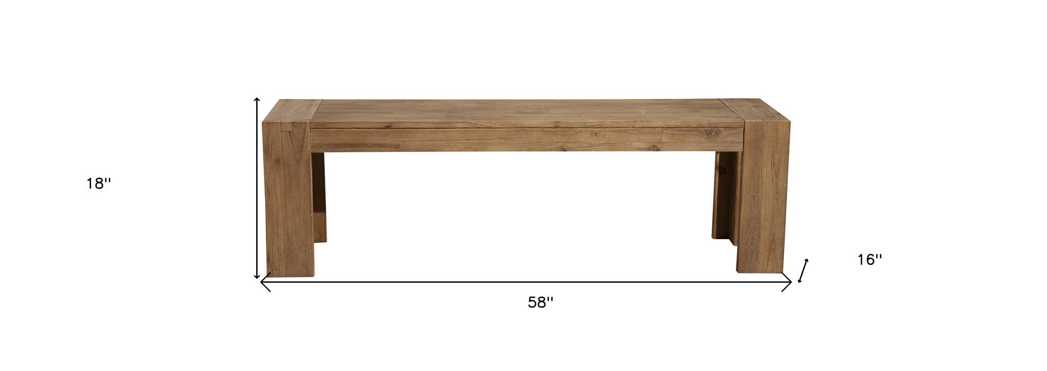 HomeRoots – Engroshandel Bænk – 58-tommer naturligt patineret bænk i massivt træ4