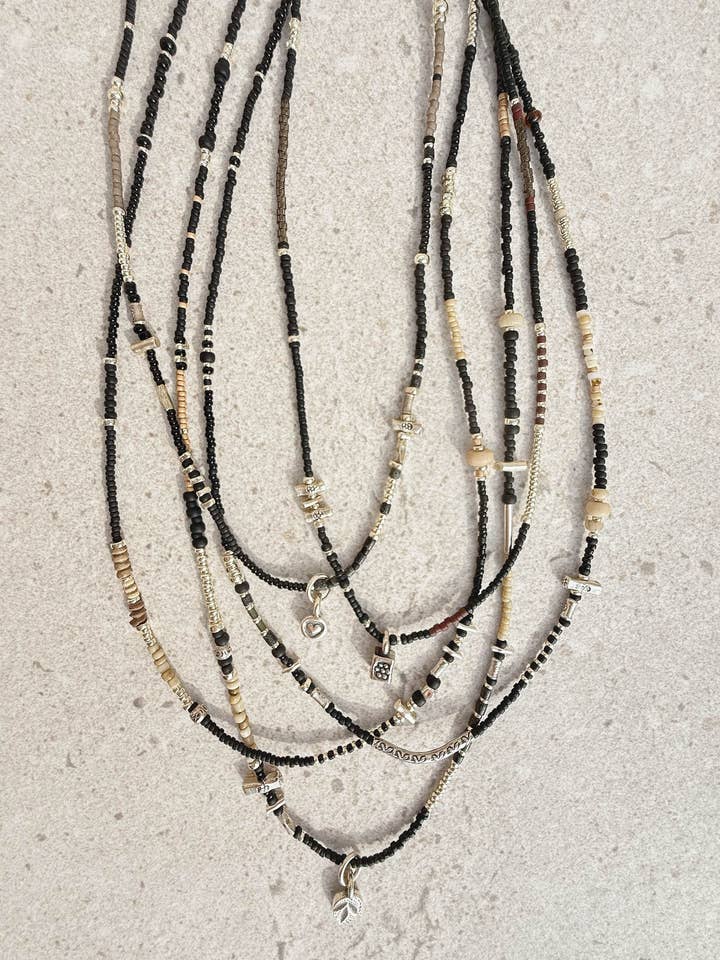 Black Beaded Necklace Set No. 1 / Five One-of-a-Kind
for wholesale by LoR