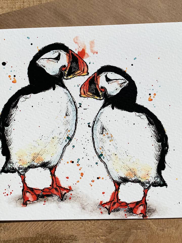 Puffin Greeting Card for wholesale by Dollyhotdogs