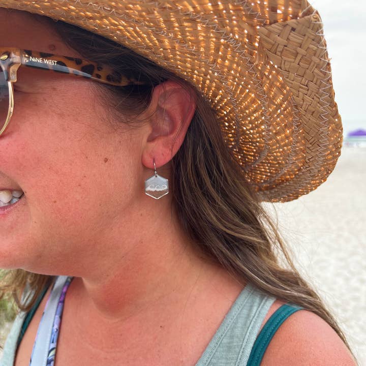 Sandy Beaches Shop – Großhandel Ohrhänger – Benutzerdefinierte Sand Sechseck Welle baumeln Ohrringe | Strandsand1