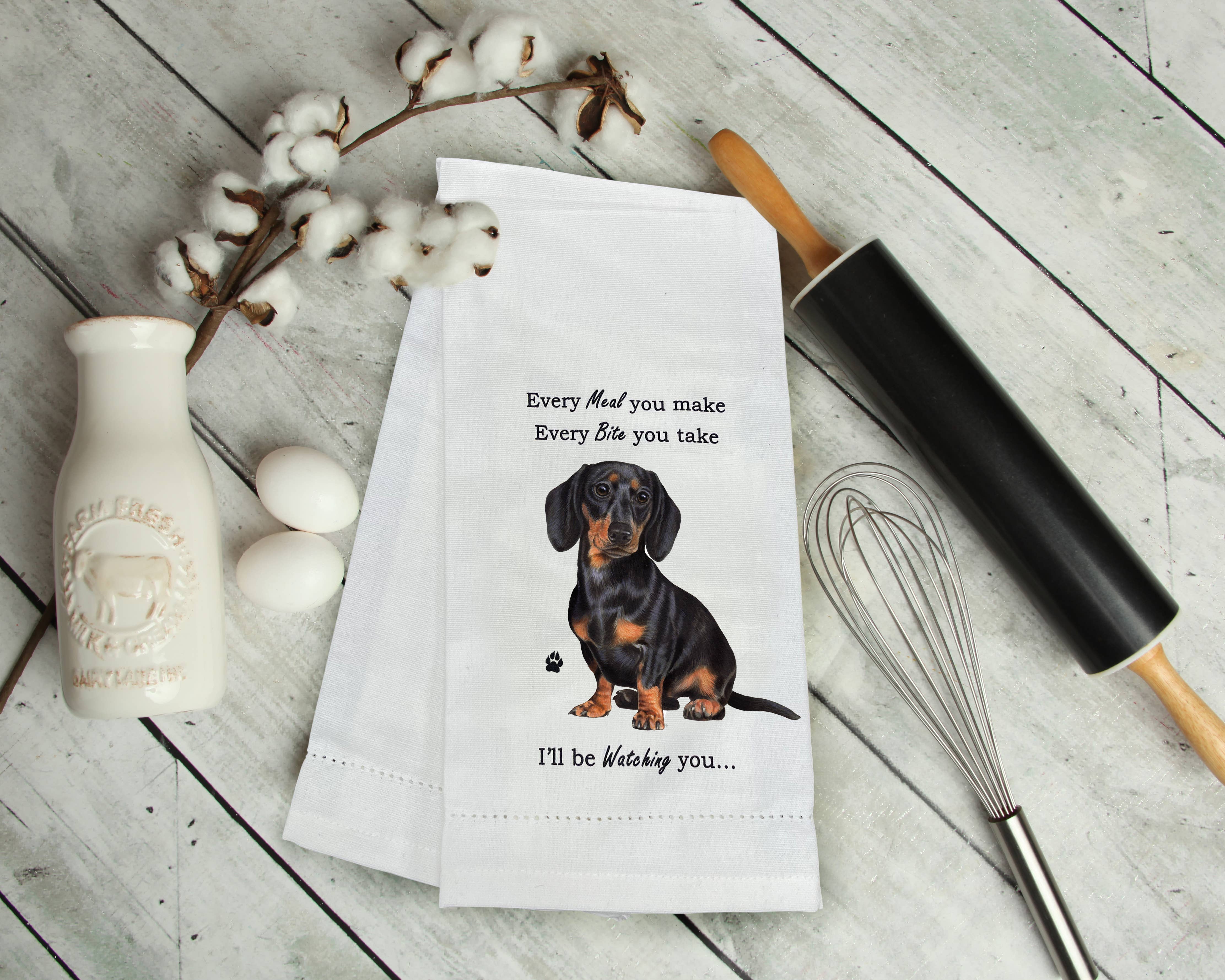 E&S Pets – wholesale Tea towel – Black Dachshund Kitchen Towel1
