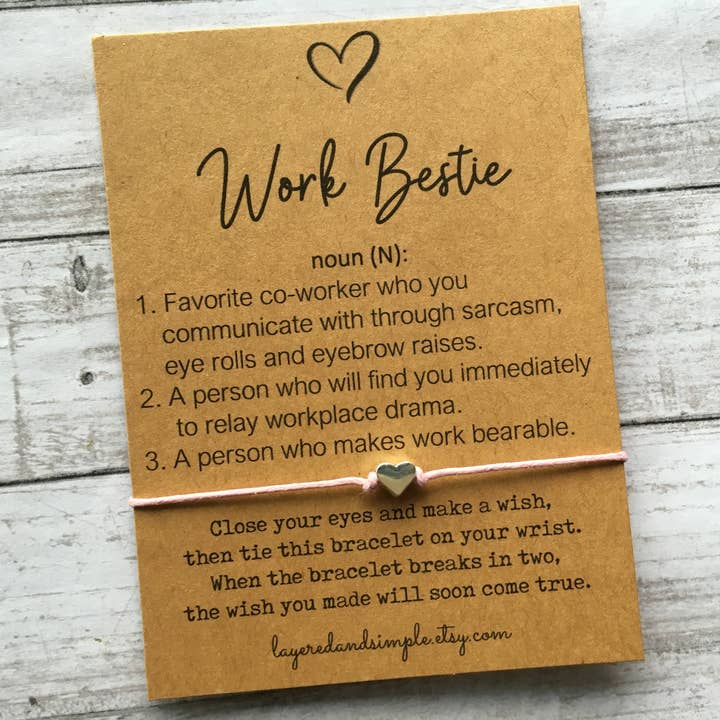 LayeredandSimple - Wholesale Charm/Dangle Bracelet - Work Bestie Wish Bracelet Coworker Gifts Employee Gifts