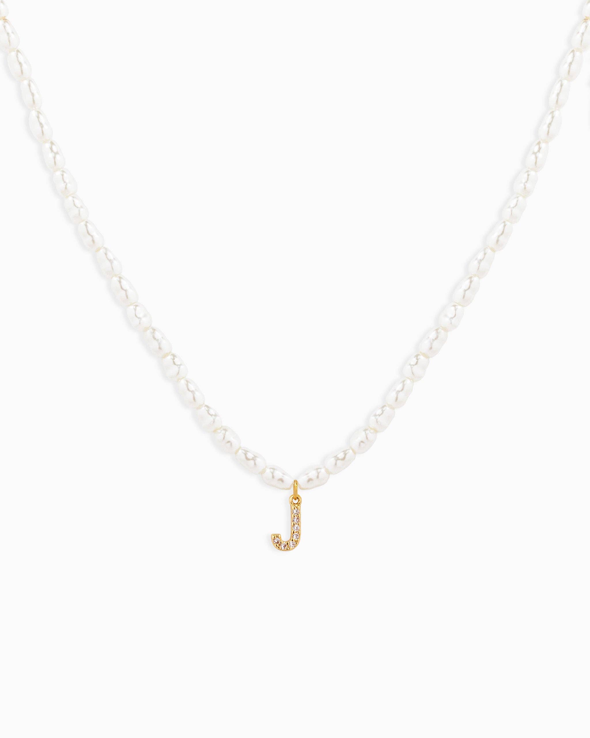 Sessori - Wholesale Pendant/Charm Necklace - CZ Pave Letter Pendant Acrylic Pearl Necklace10