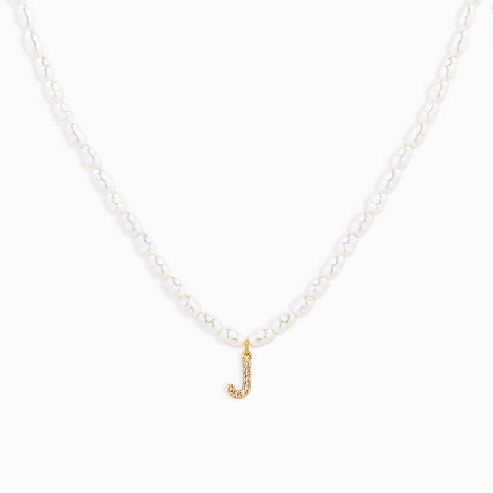 Sessori - Wholesale Pendant/Charm Necklace - CZ Pave Letter Pendant Acrylic Pearl Necklace10