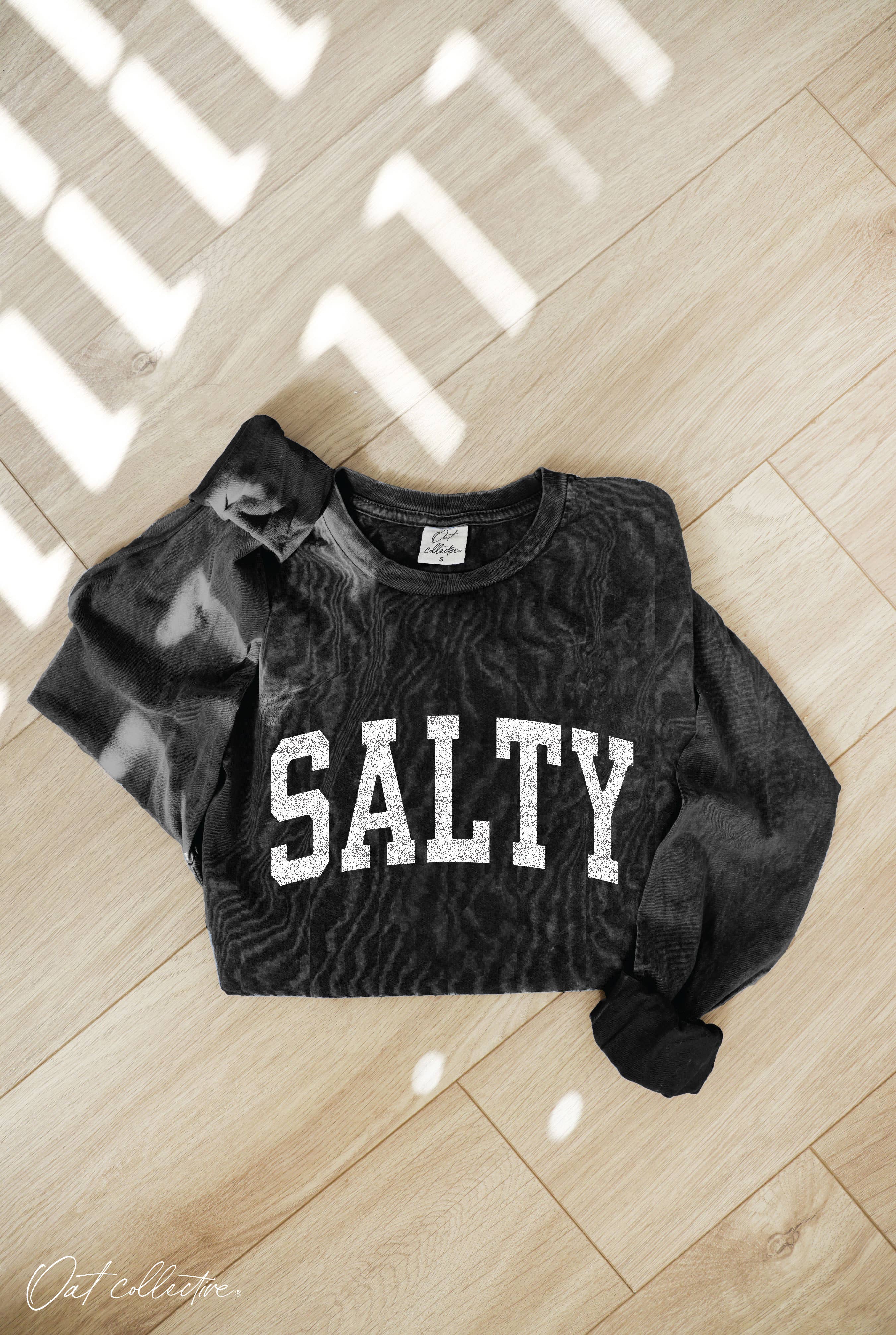 OAT COLLECTIVE - Wholesale T-shirt met print - Dames - SALTY mineralgewassen longsleeve met print0