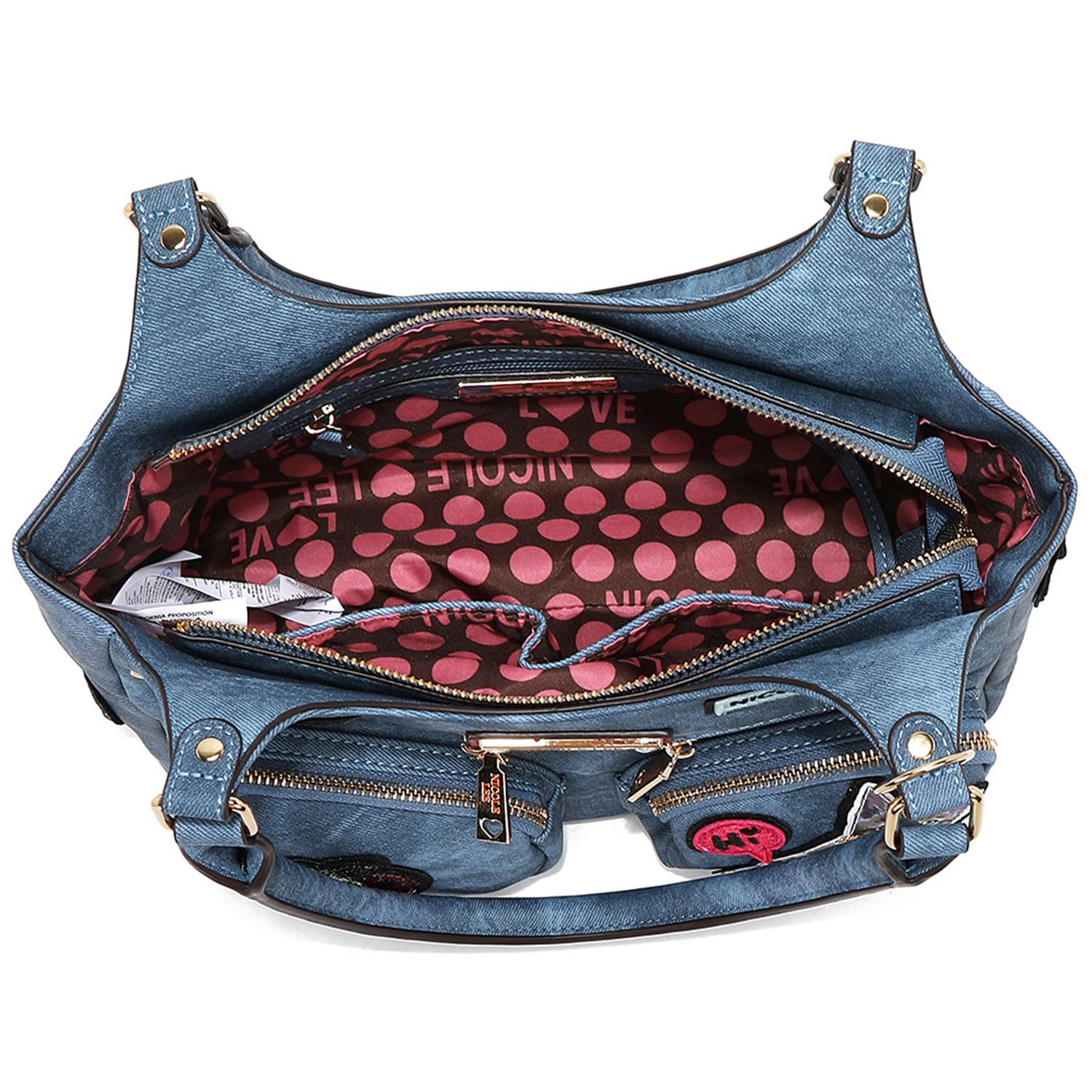 M&M HANDBAGS, LLC. – wholesale Drawstring bag – women's – P17084 MULTI PATCH SHOULDER BAG5