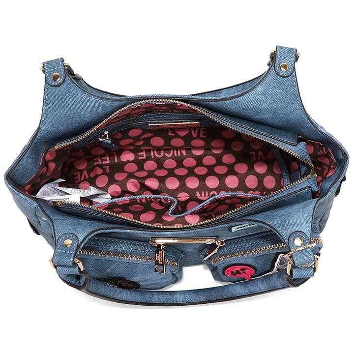 M&M HANDBAGS, LLC. – wholesale Drawstring bag – women's – P17084 MULTI PATCH SHOULDER BAG5