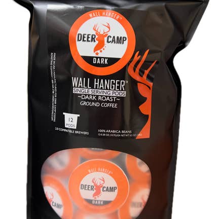 DEER CAMP® Coffee Wall Hanger™ Dark Roasted Coffee Pods for wholesale by DEER CAMP® Coffee Roasting Company & Outfitters