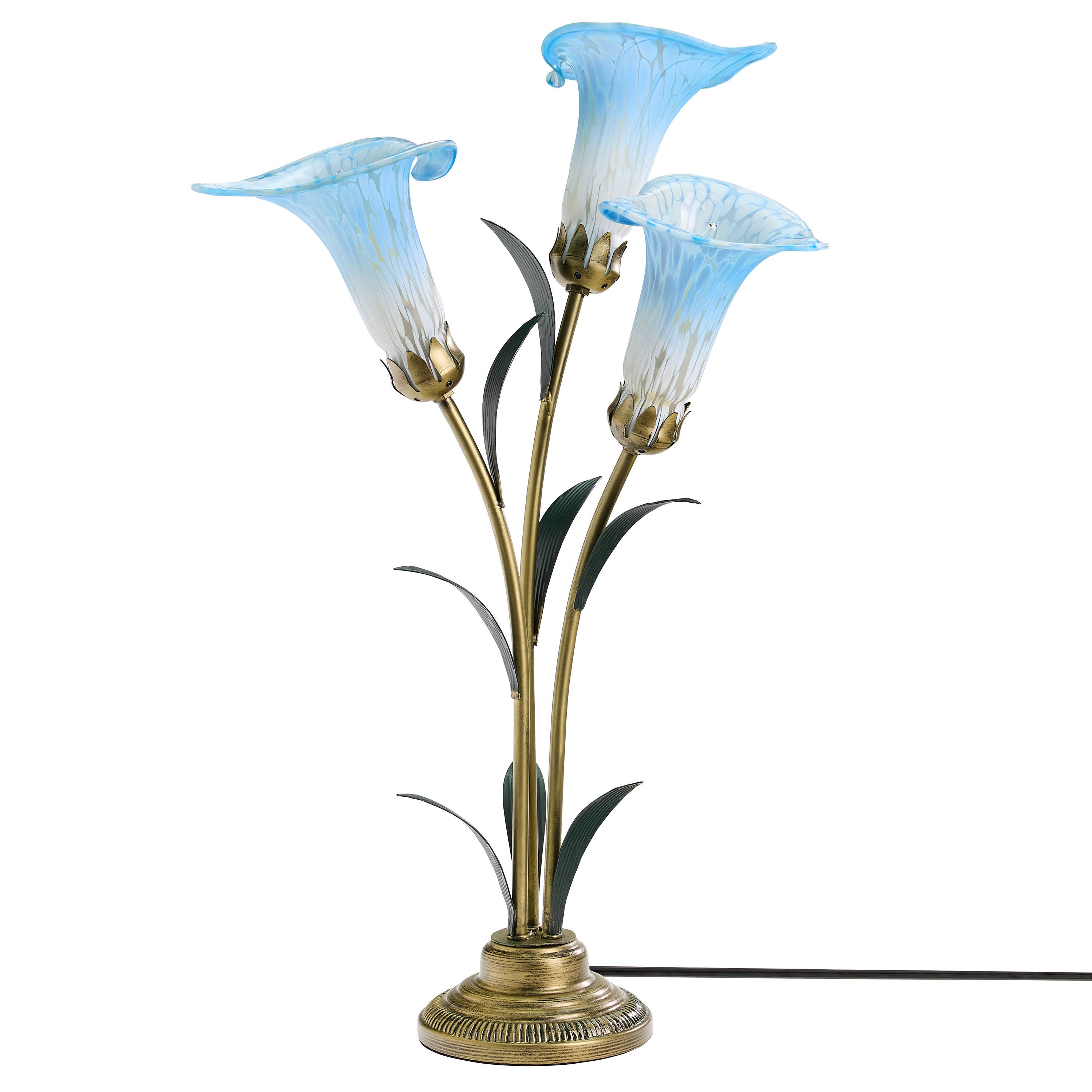 River of Goods - Wholesale Accent/Desk Lamp - 23.5"H Blue 3 Shade Handblown Glass Calla Lily Table Lamp1