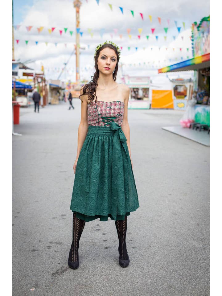 Kaiserliche Liebelei – Engroshandel Kjole - Dame – ♥ Dirndl traditionel kjole grøn rød håndsyet Imperial Flirtation3