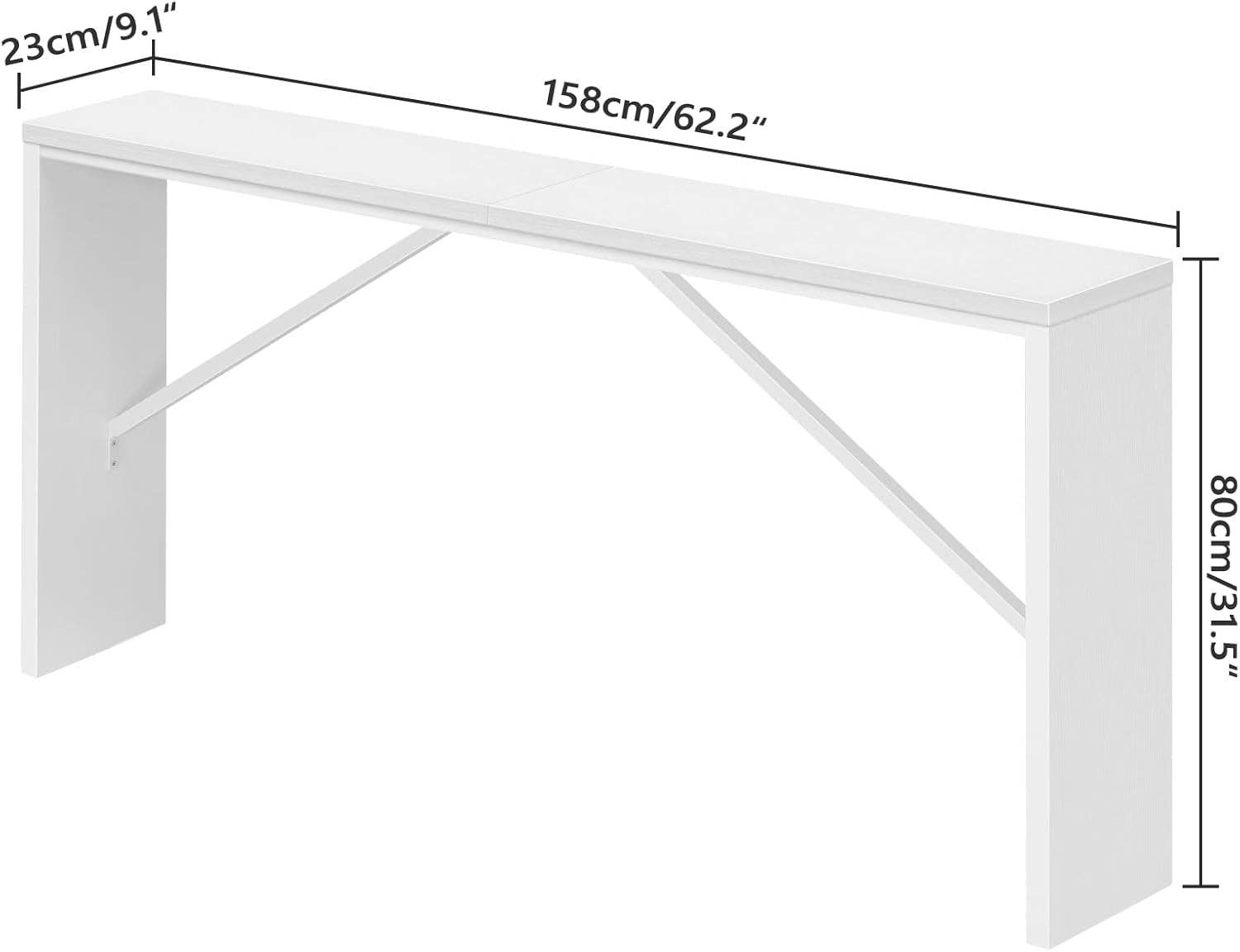 62.2-Inch Industrial White Console Table With Metal Frame for wholesale on Faire2