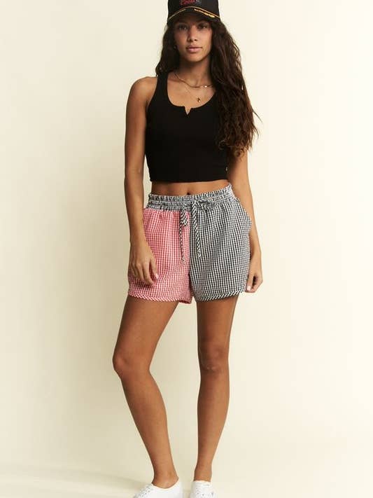 JADE BY JANE - Wholesale Shorts - Women's - GINGHAM COLORBLOCK SHORTS5