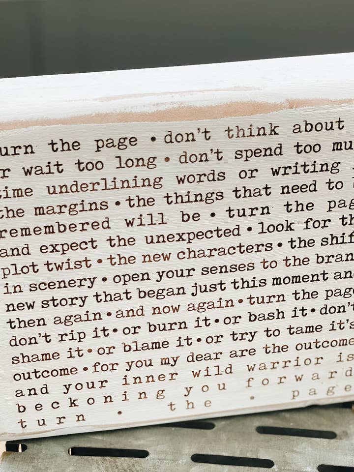 Turn The Page Plaque // Inspirational Sign // Engraved Poem for wholesale by Spiritual Whiskey