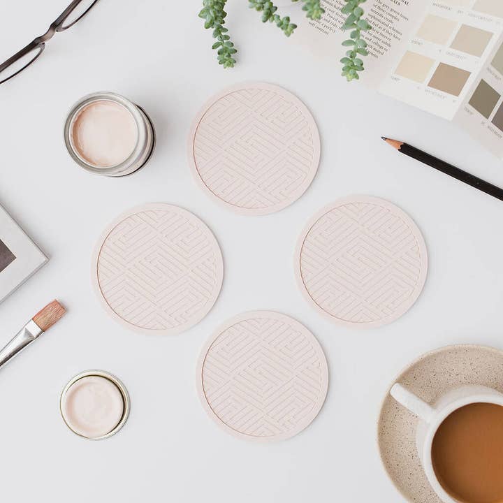 Pink Ground Geometric Drinks Coasters Home Gift Accessories for wholesale by Iconic Coasters